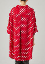 Load image into Gallery viewer, Plus Size Red Oversized Dot Chiffon Shirt Top Spring