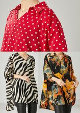 Load image into Gallery viewer, Plus Size Red Oversized Dot Chiffon Shirt Top Spring