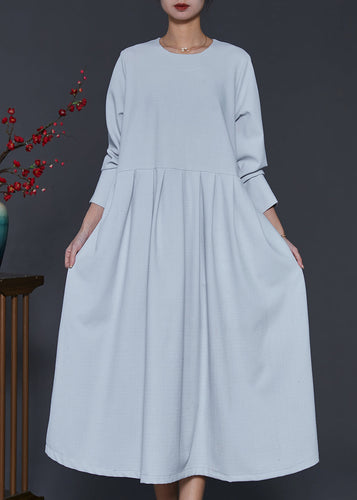 Plus Size Sky Blue Oversized Exra Large Hem Cotton Dress Spring