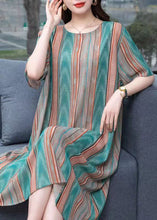 Load image into Gallery viewer, Plus Size Striped O Neck Patchwork Chiffon Dresses Summer