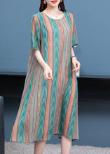 Load image into Gallery viewer, Plus Size Striped O Neck Patchwork Chiffon Dresses Summer