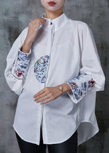 Load image into Gallery viewer, Plus Size White Embroidered Cotton Shirt Tops Summer