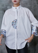 Load image into Gallery viewer, Plus Size White Embroidered Cotton Shirt Tops Summer