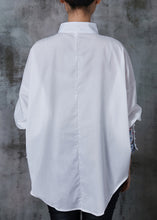 Load image into Gallery viewer, Plus Size White Embroidered Cotton Shirt Tops Summer