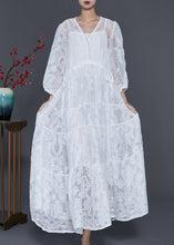 Load image into Gallery viewer, Plus Size White Embroidered Lace Maxi Dresses Spring