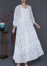 Load image into Gallery viewer, Plus Size White Embroidered Lace Maxi Dresses Spring