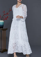 Load image into Gallery viewer, Plus Size White Embroidered Lace Maxi Dresses Spring