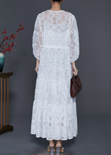 Load image into Gallery viewer, Plus Size White Embroidered Lace Maxi Dresses Spring