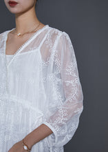 Load image into Gallery viewer, Plus Size White Embroidered Lace Maxi Dresses Spring