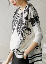 Load image into Gallery viewer, Plus Size White O Neck Print Patchwork Silk T Shirt Top Spring