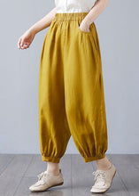 Load image into Gallery viewer, Plus Size White Pockets Elastic Waist Cotton Lantern Pants Spring