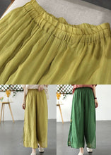 Load image into Gallery viewer, Plus Size Yellow Embroidered Patchwork Linen Wide Leg Pants Summer