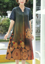 Load image into Gallery viewer, Plus Size Yellow O-Neck Button Silk Maxi Dress Short Sleeve