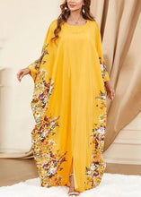 Load image into Gallery viewer, Plus Size Yellow O Neck Print Front Open Cotton Dress Spring