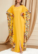 Load image into Gallery viewer, Plus Size Yellow O Neck Print Front Open Cotton Dress Spring