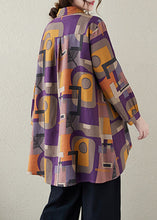 Load image into Gallery viewer, Purple Button Cotton Blouse Top Peter Pan Collar Long Sleeve