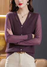 Load image into Gallery viewer, Purple Button Ice Size Knit Cardigan Long Sleeve