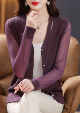 Load image into Gallery viewer, Purple Button Ice Size Knit Cardigan Long Sleeve