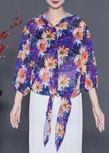 Load image into Gallery viewer, Purple Floral Chiffon UPF 50+ Shirt Top Hooded Summer