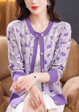 Load image into Gallery viewer, Purple O-Neck Button Cozy Knit Cardigan Fall