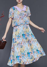 Load image into Gallery viewer, Purple Patchwork Chiffon Vacation Dresses Print Summer