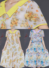 Load image into Gallery viewer, Purple Patchwork Chiffon Vacation Dresses Print Summer