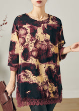 Load image into Gallery viewer, Purple Patchwork Lace Chiffon Shirts Oversized Print Spring