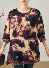 Load image into Gallery viewer, Purple Patchwork Lace Chiffon Shirts Oversized Print Spring