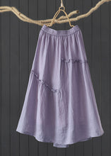 Load image into Gallery viewer, Purple Patchwork Linen Skirts Wrinkled Exra Large Hem Summer