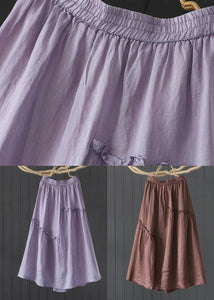 Purple Patchwork Linen Skirts Wrinkled Exra Large Hem Summer