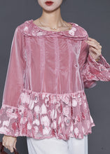 Load image into Gallery viewer, Purple Patchwork Organza Tops Oversized Jacquard Spring