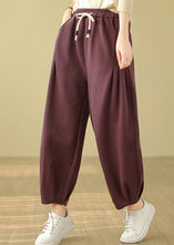 Load image into Gallery viewer, Purple Pockets Warm Fleece Pants Wrinkled Elastic Waist Winter