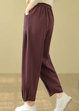 Load image into Gallery viewer, Purple Pockets Warm Fleece Pants Wrinkled Elastic Waist Winter