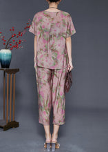 Load image into Gallery viewer, Purple Print Linen Two-Piece Set Oversized Summer