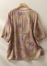 Load image into Gallery viewer, Purple Print Patchwork Cotton T Shirt Tops Tasseled O-Neck Summer