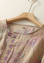 Load image into Gallery viewer, Purple Print Patchwork Cotton T Shirt Tops Tasseled O-Neck Summer