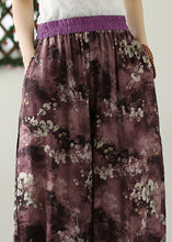 Load image into Gallery viewer, Purple Print Pockets Crop Beach Pants Summer