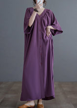 Load image into Gallery viewer, Purple Side Open Long Dresses Short Sleeve