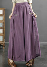 Load image into Gallery viewer, Purple Side Open Patchwork Cotton Pants Embroidered Summer