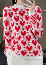 Load image into Gallery viewer, Red Cozy Patchwork Cashmere Knit Sweaters O Neck Spring