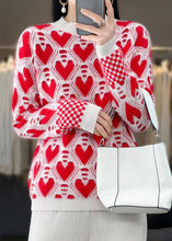 Load image into Gallery viewer, Red Cozy Patchwork Cashmere Knit Sweaters O Neck Spring