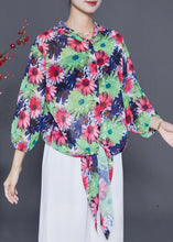 Load image into Gallery viewer, Red Floral Print Chiffon UPF 50+ Shirts Hooded Bracelet Sleeve