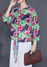 Load image into Gallery viewer, Red Floral Print Chiffon UPF 50+ Shirts Hooded Bracelet Sleeve