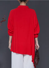 Load image into Gallery viewer, Red Patchwork Linen Blouse Top Oversized Spring