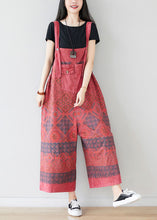 Load image into Gallery viewer, Red Print Cotton Jumpsuit Wide Leg Pants Oversized Spring