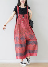 Load image into Gallery viewer, Red Print Cotton Jumpsuit Wide Leg Pants Oversized Spring