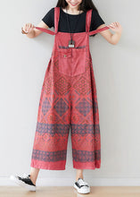 Load image into Gallery viewer, Red Print Cotton Jumpsuit Wide Leg Pants Oversized Spring