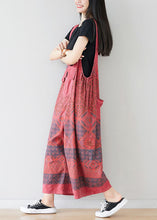 Load image into Gallery viewer, Red Print Cotton Jumpsuit Wide Leg Pants Oversized Spring