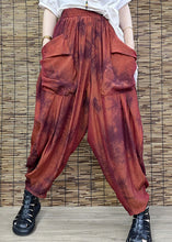 Load image into Gallery viewer, Red Print Elastic Waist Crop Wide Leg Pants