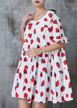 Load image into Gallery viewer, Red Strawberry Print Cotton Tea Dress Oversized Summer